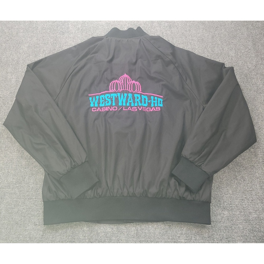 Vintage Westward-Ho Casino Las Vegas Bomber Jacket Black Mens Medium Embroidery